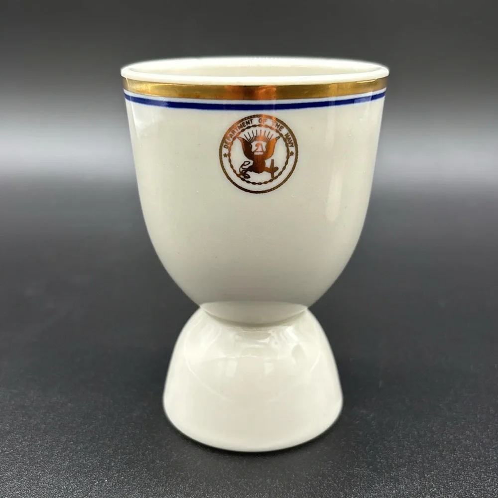 Vintage Set Of 4 Ceramic United States Navy Double Egg Cups